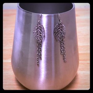SILVER LEAF DROP EARRINGS